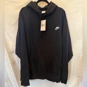 Nike Men's Black Hoodie with White Logo